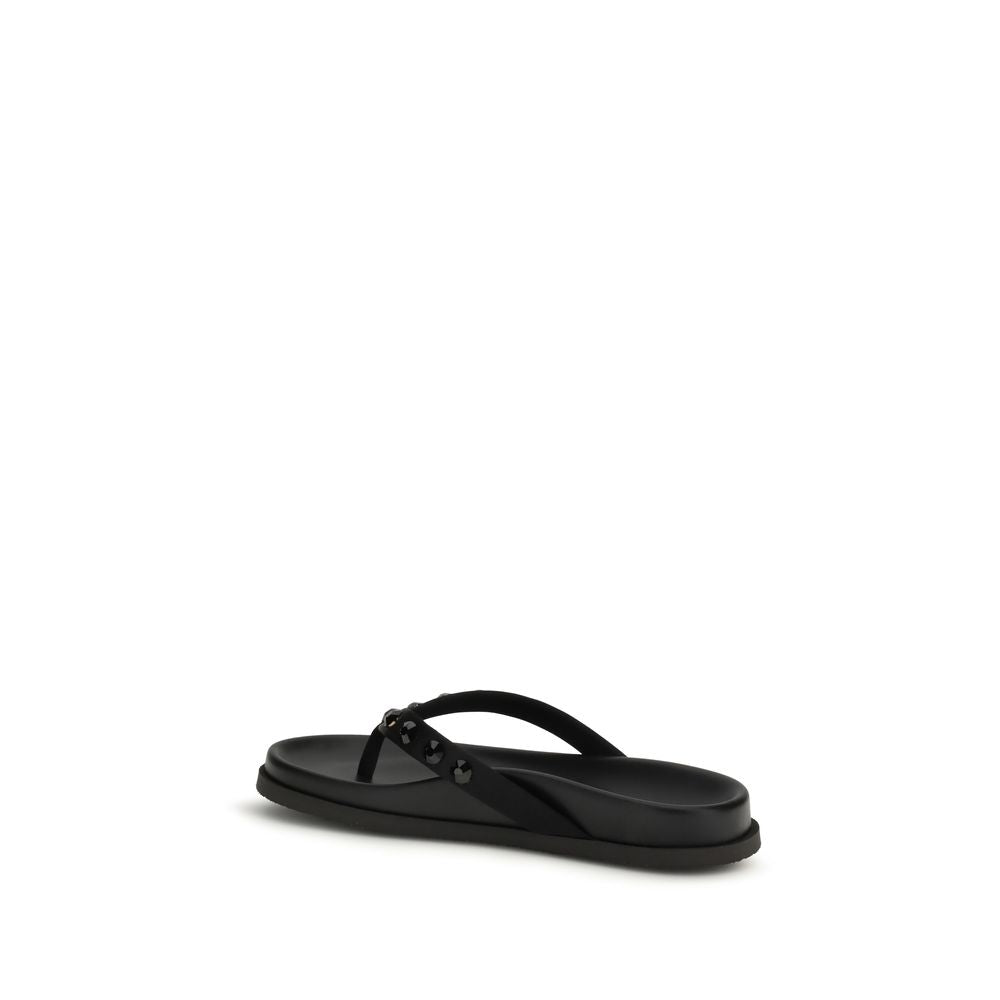 Pedro García Black Rubber Flat Sandals