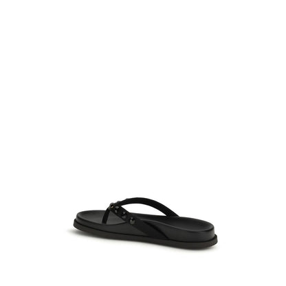 Pedro García Black Rubber Flat Sandals