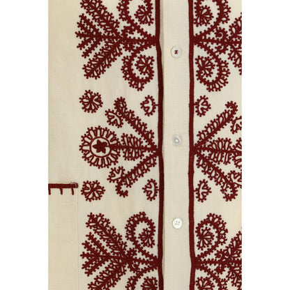 Baziszt Cream Hemp Pattern Shirt