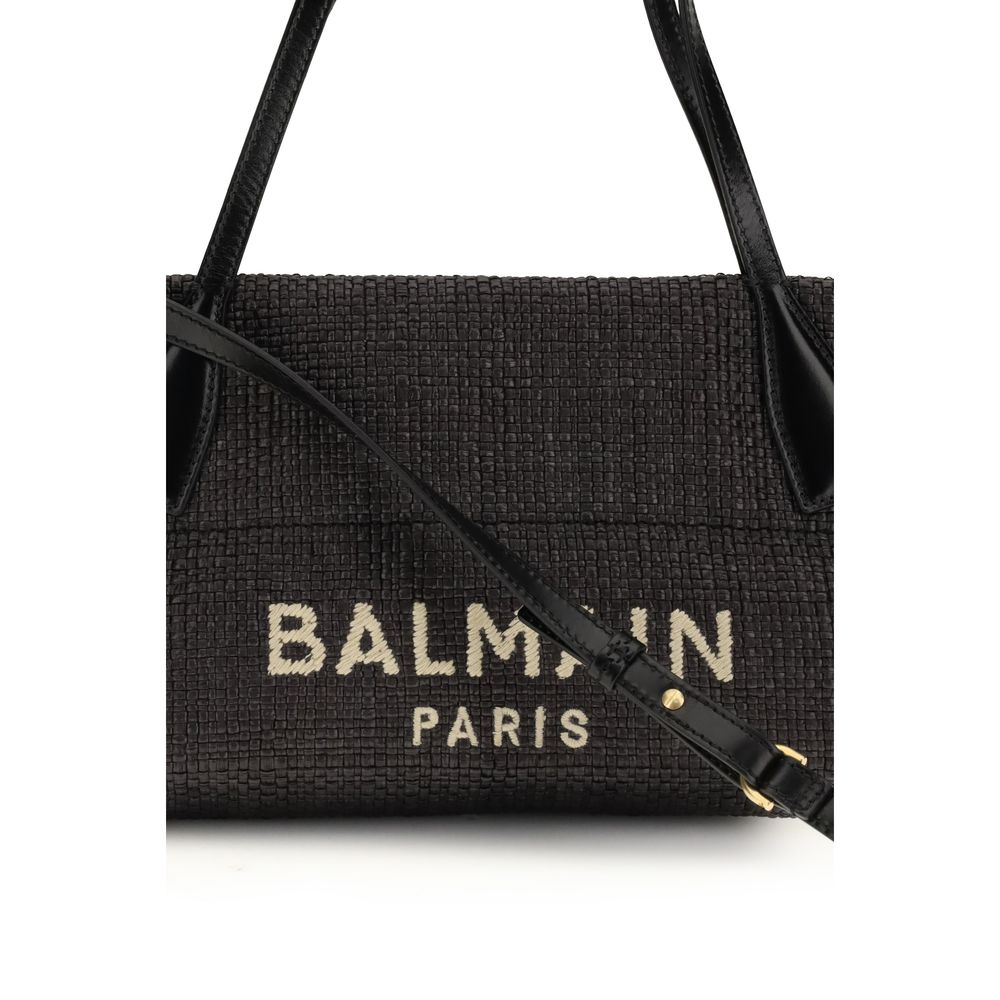 Balmain Black Raffia Shoulder Bag