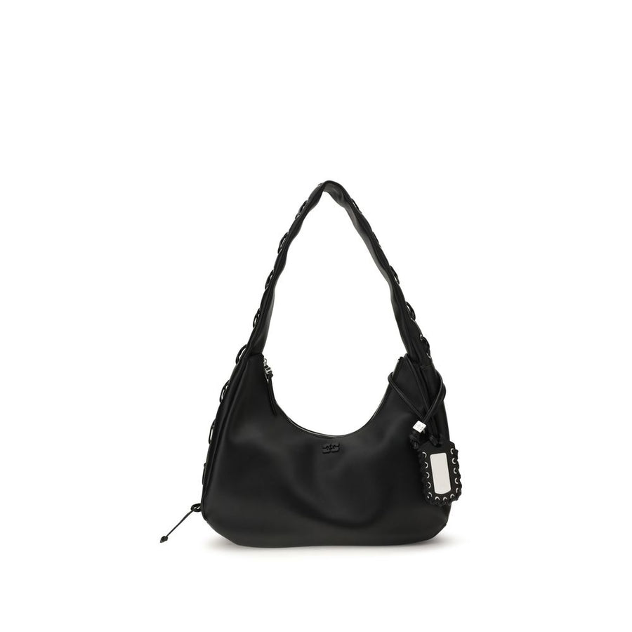 Ganni Black Recycled Leather Shoulder Bag