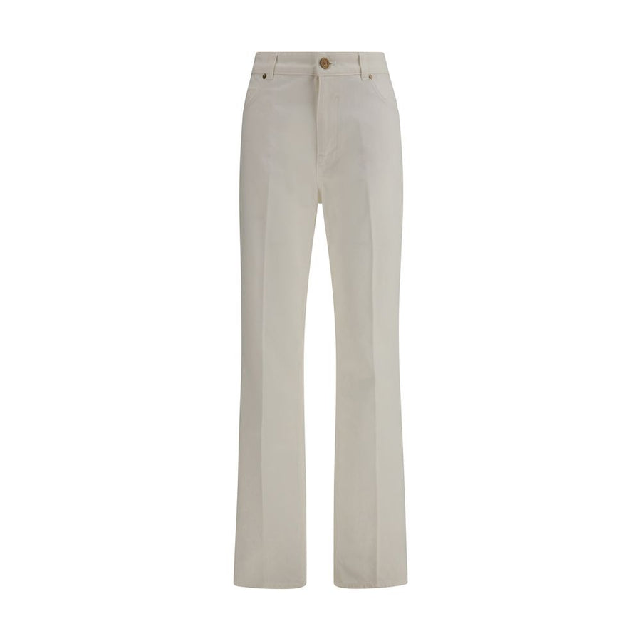 Balmain White Cotton Straight-Leg Jeans