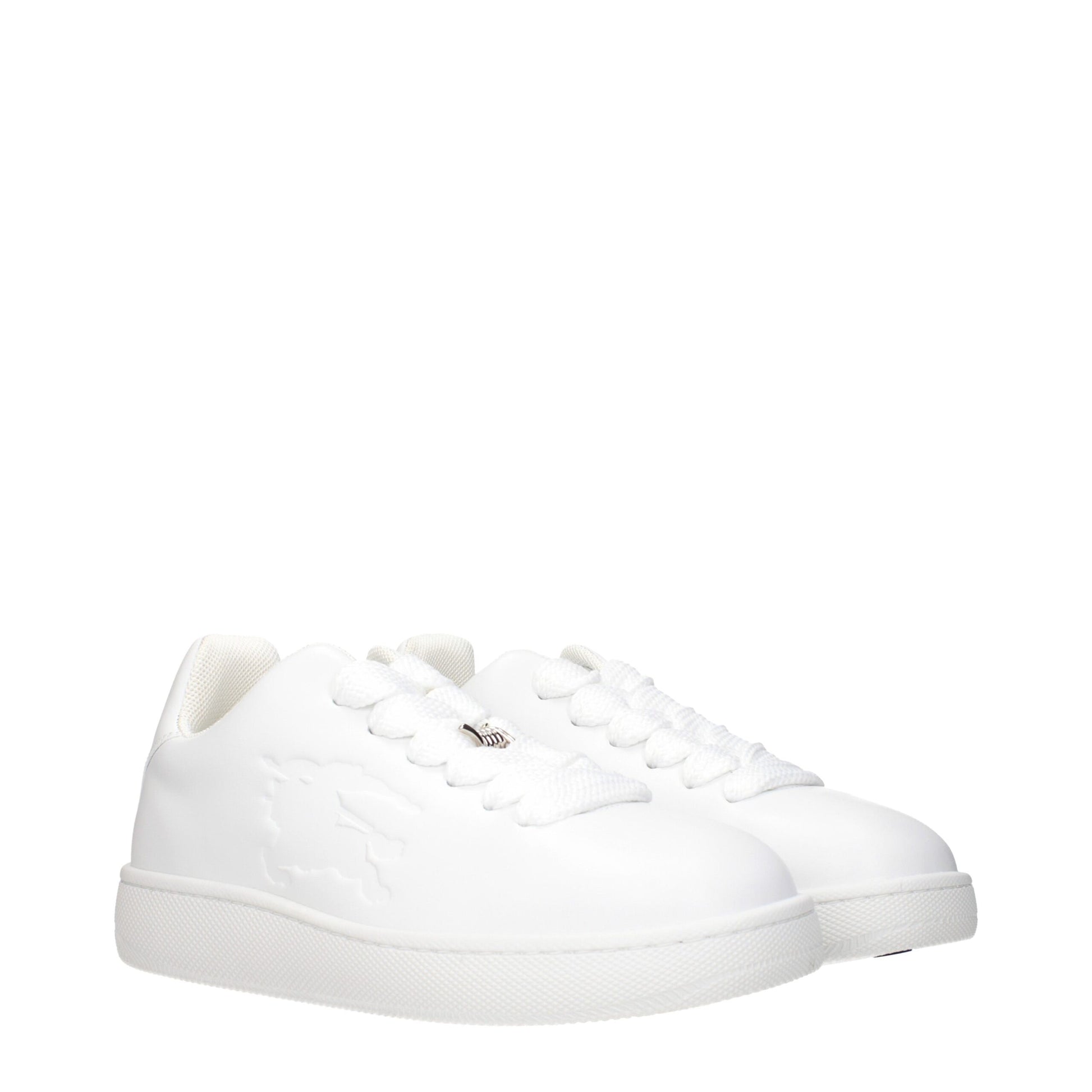 Burberry White Leather Low Top Sneakers