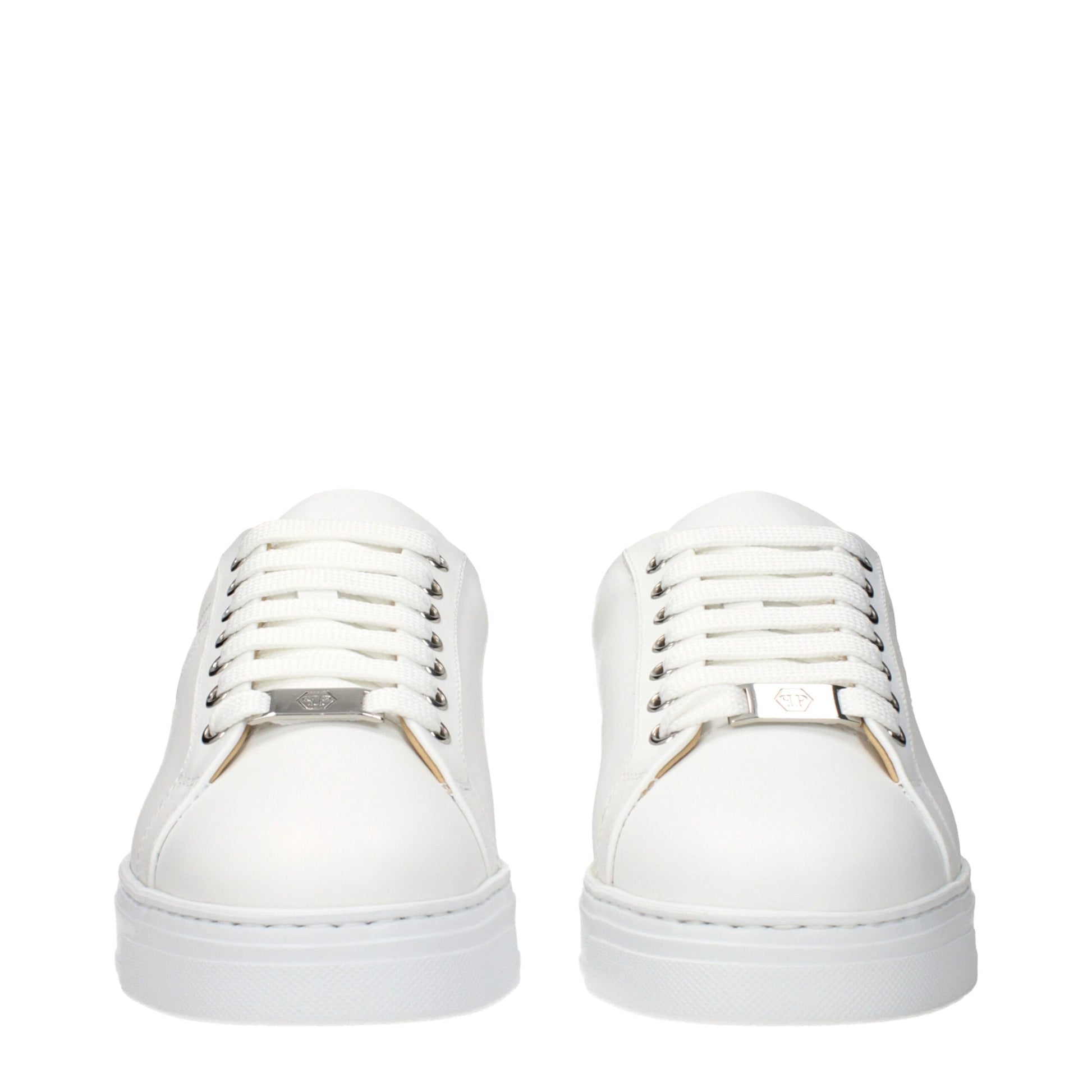 Philipp Plein White Leather Low Top Sneakers