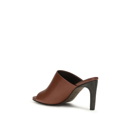 Brunello Cucinelli Brown Calf Leather Bos Taurus High Heel Pumps