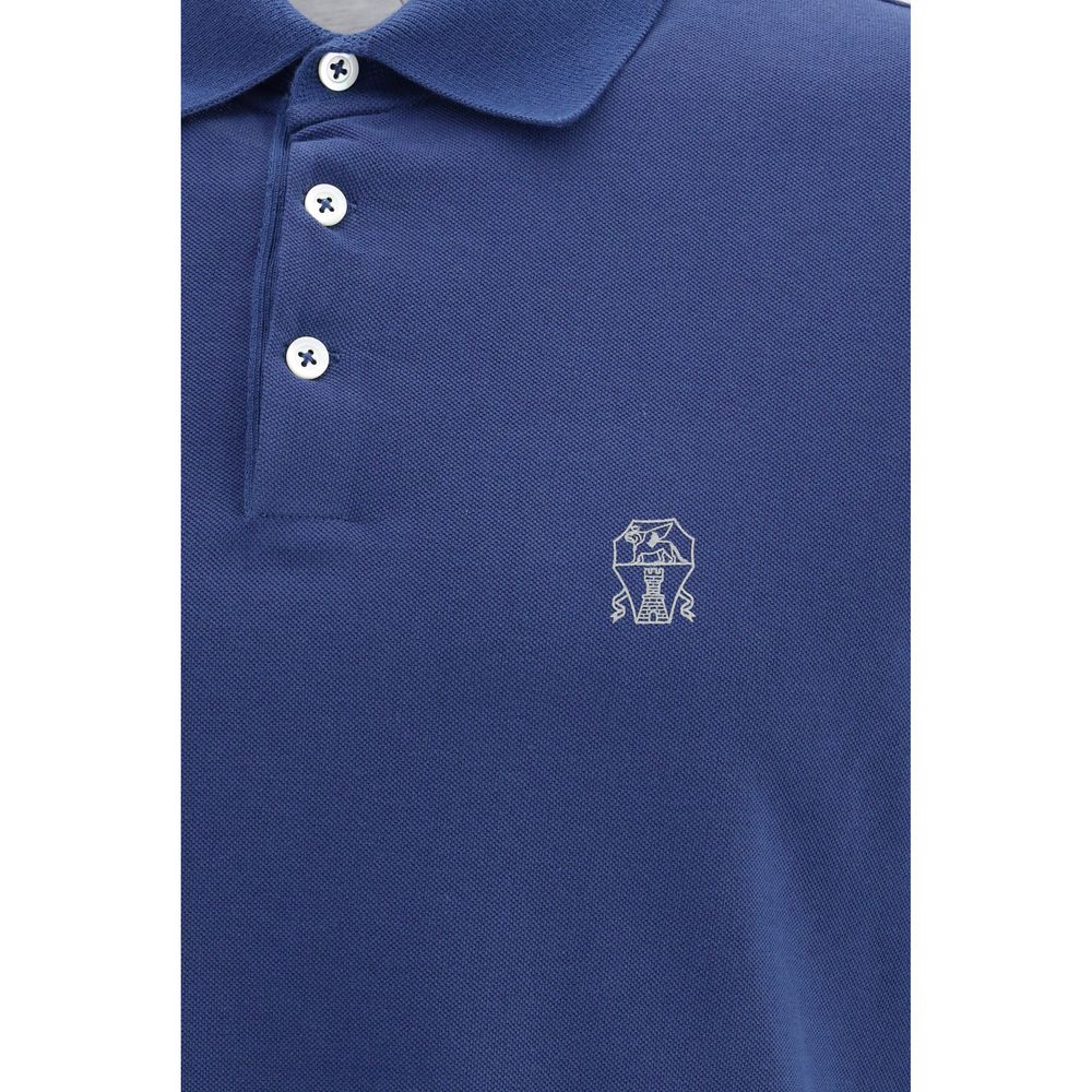 Brunello Cucinelli Blue Cotton Polo Shirt