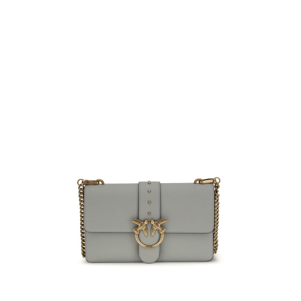 PINKO Gray Calf Leather Bos Taurus Shoulder Bag