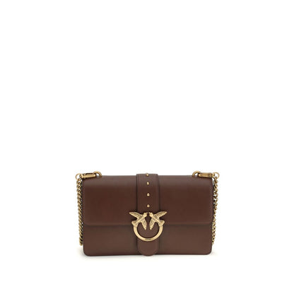 PINKO Brown Calf Leather Bos Taurus Shoulder Bag