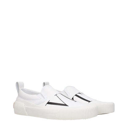 Valentino Garavani White Fabric Slip-On Loafers