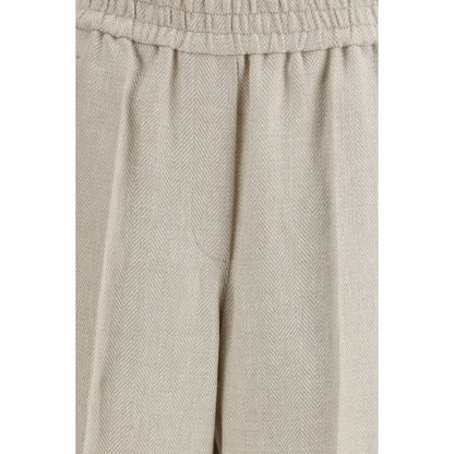 Brunello Cucinelli Beige Linen Casual Pants