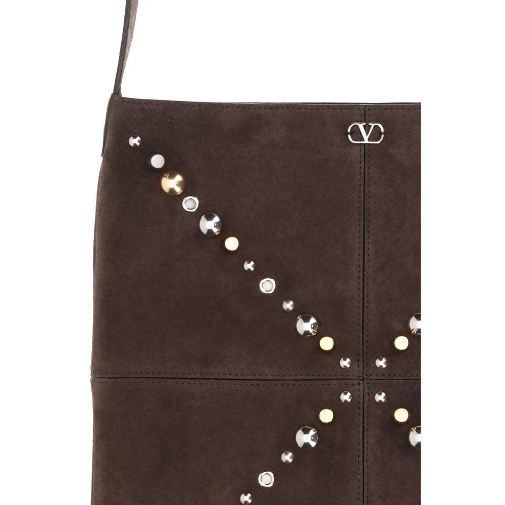Valentino Garavani Brown Calf Leather Bos Taurus Shoulder Bag