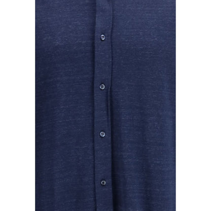 Brunello Cucinelli Blue Linen Dress Shirt