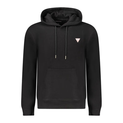Guess Jeans Black Cotton Men Sweatshirt Slim Fit Hooded
