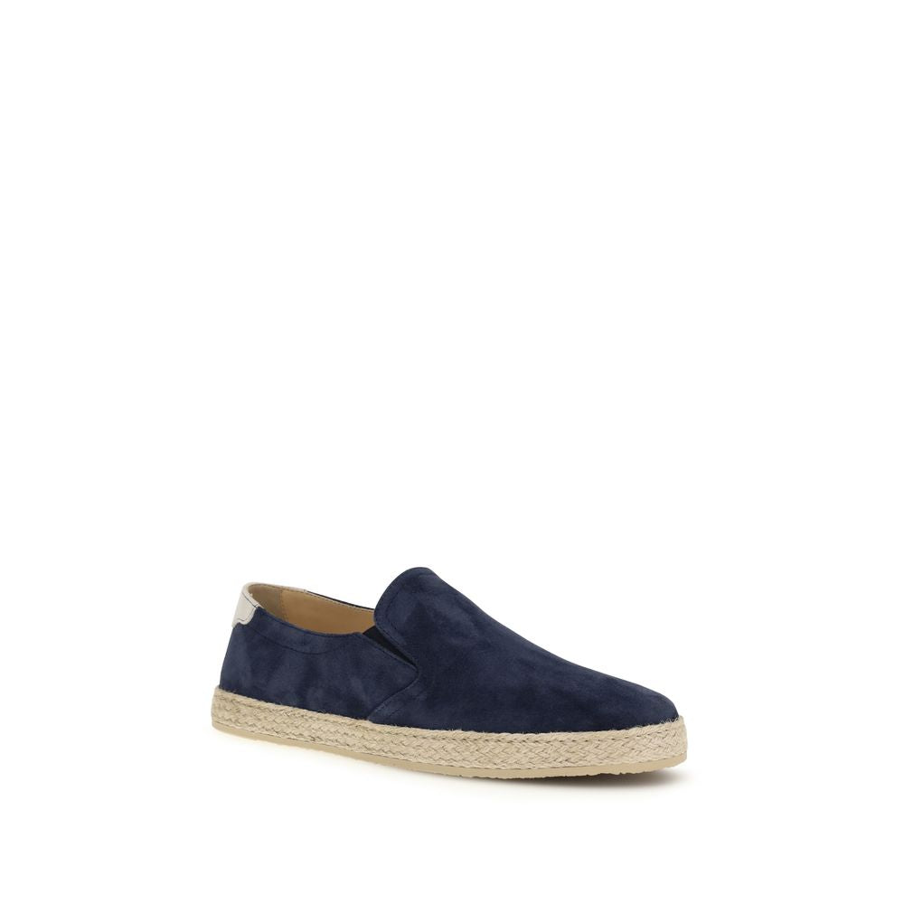 Brunello Cucinelli Blue Calf Leather Bos Taurus Espadrilles