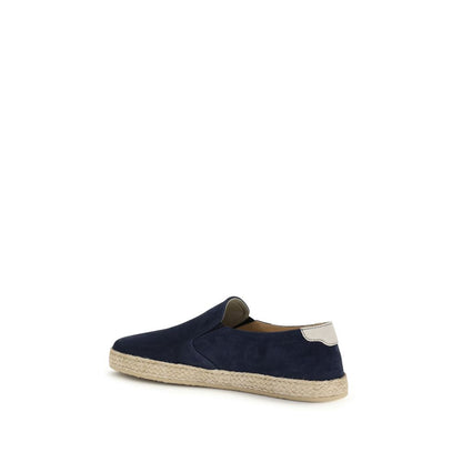 Brunello Cucinelli Blue Calf Leather Bos Taurus Espadrilles