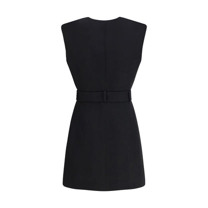 Balmain Black Fleece Wool Cocktail Dress