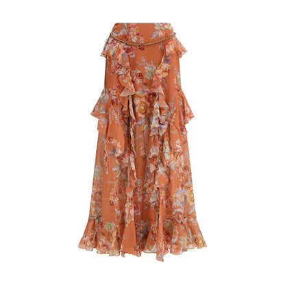 Zimmermann Orange Cotton Long Skirt