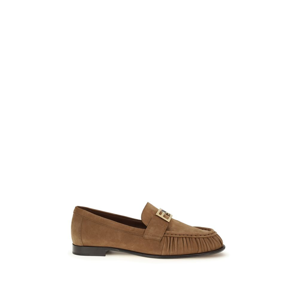 Fendi Brown Lamb Ovis Aries Slip-On Loafers