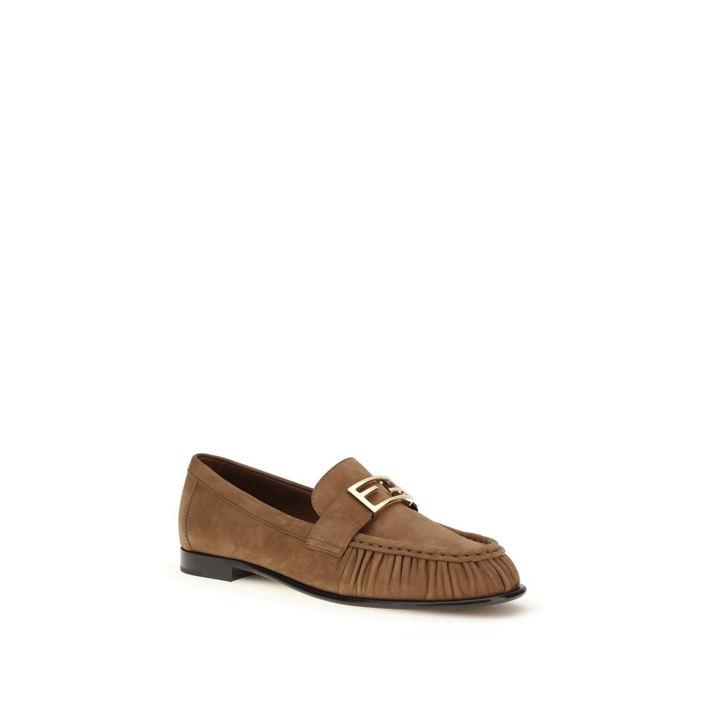 Fendi Brown Lamb Ovis Aries Slip-On Loafers