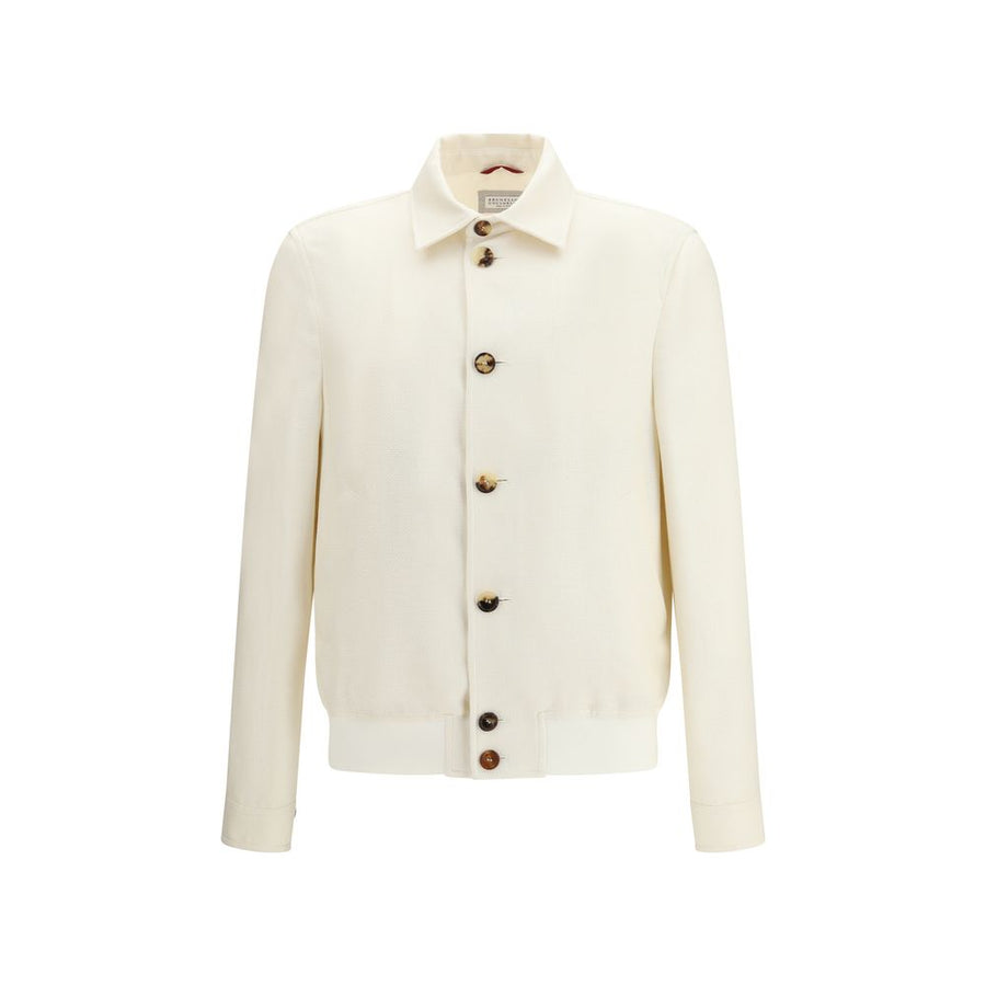 Brunello Cucinelli White Silk Shell Jacket
