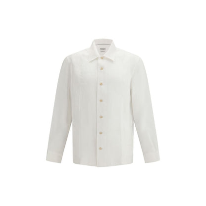 Brunello Cucinelli White Linen Dress Shirt