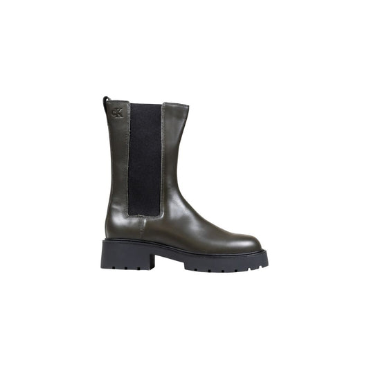 Calvin Klein Jeans Gray Leather Ankle Boots