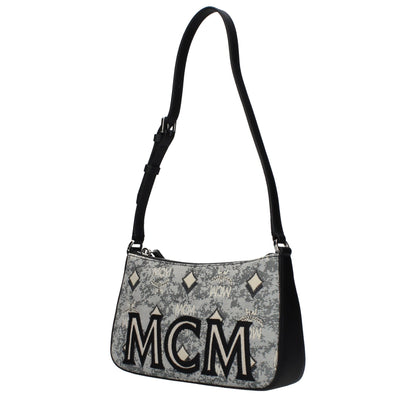 MCM Gray Fabric Crossbody Bag