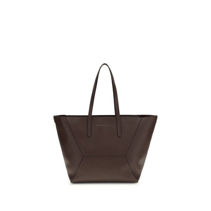 Brunello Cucinelli Brown Calf Leather Bos Taurus Shoulder Bag