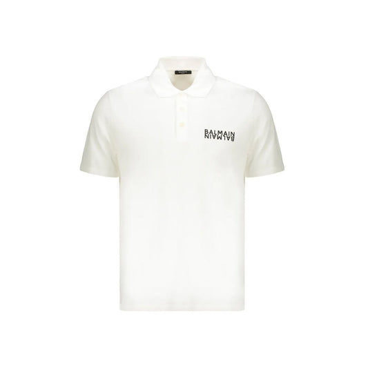 Balmain White Cotton Polo Shirt