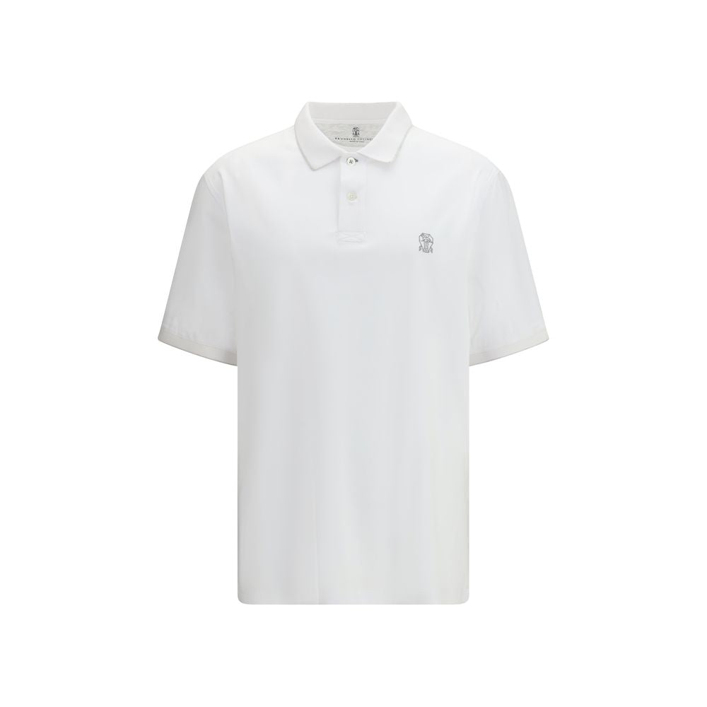 Brunello Cucinelli White Cotton Polo Shirt