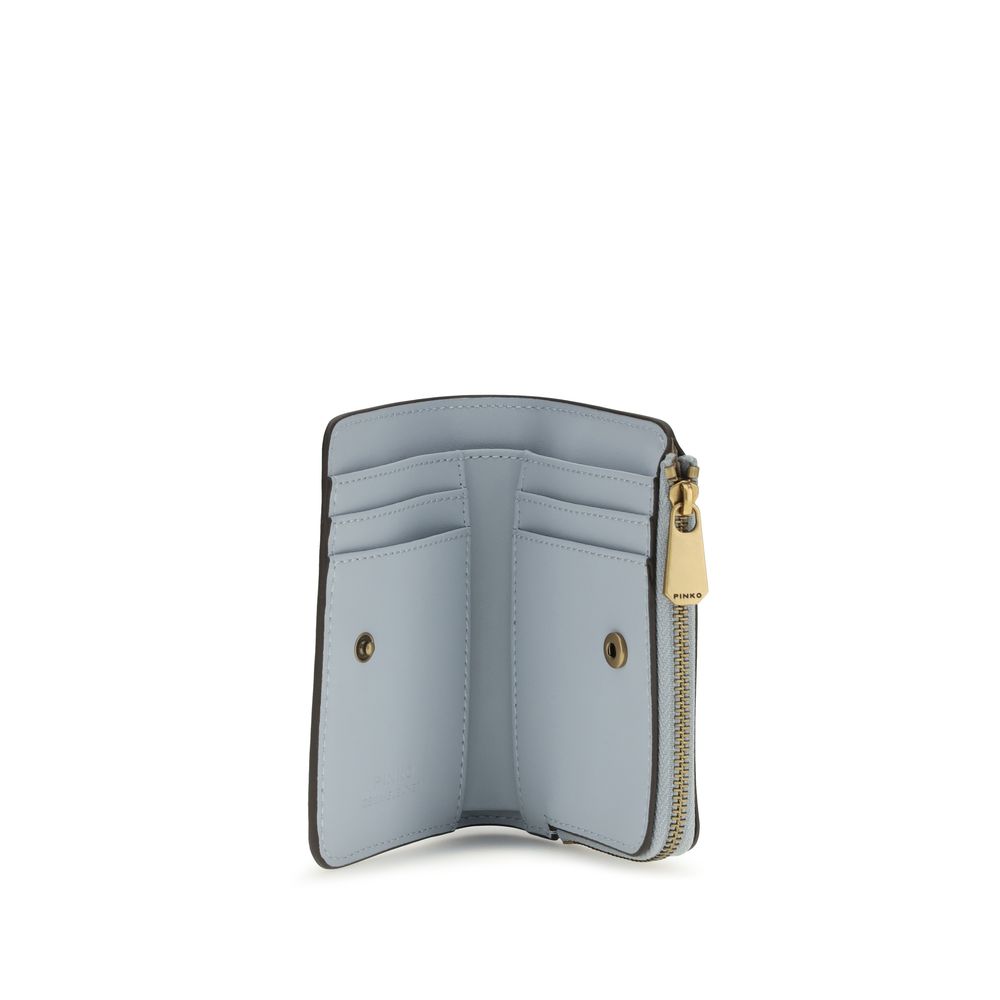 PINKO Blue Calf Leather Bos Taurus Wallet