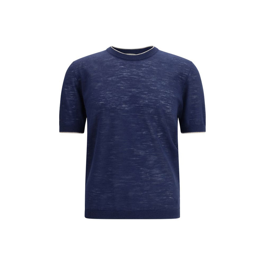 Brooksfield Blue Linen Shortsleeve Shirt