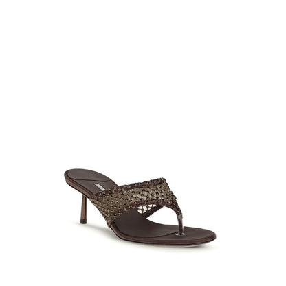 LE SILLA Brown Goatskin Stiletto Heel Sandals