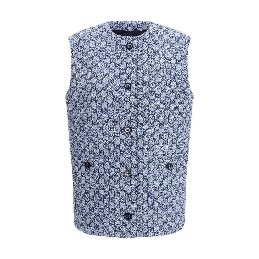 Gucci Blue Cotton Sleeveless Jacket