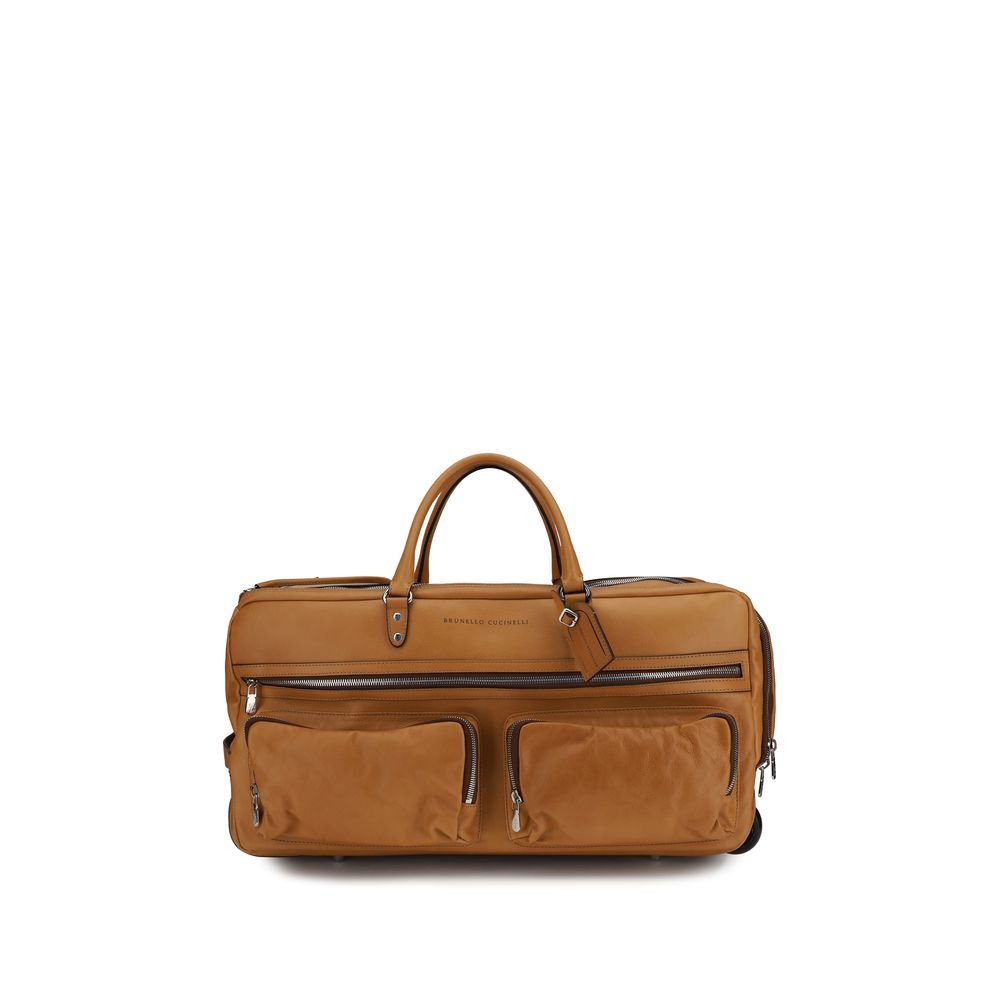 Brunello Cucinelli Brown Calf Leather Bos Taurus Luggage And Travel