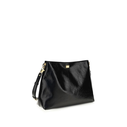Dolce & Gabbana Black Calf Leather Bos Taurus Shoulder Bag