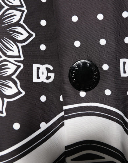 Dolce & Gabbana Black White BandanaPrint Men Bomber  Jacket