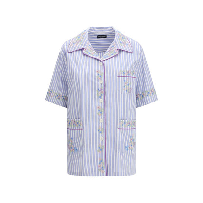 Dolce & Gabbana Blue Cotton Shortsleeve Shirt