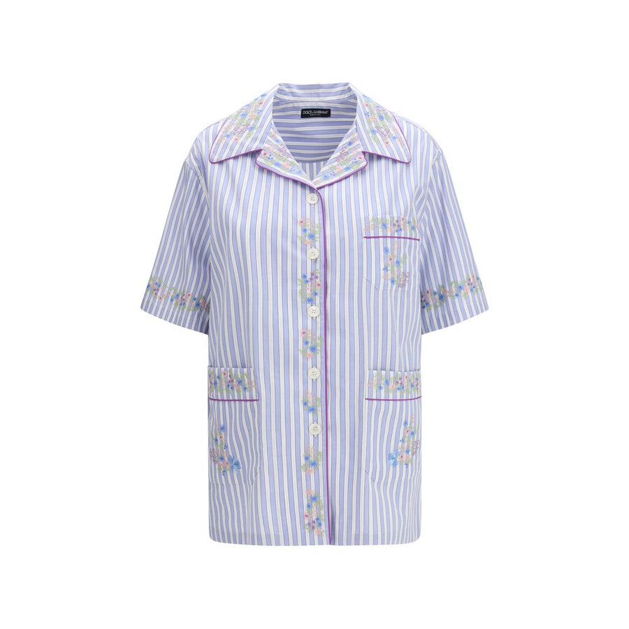 Dolce & Gabbana Blue Cotton Shortsleeve Shirt