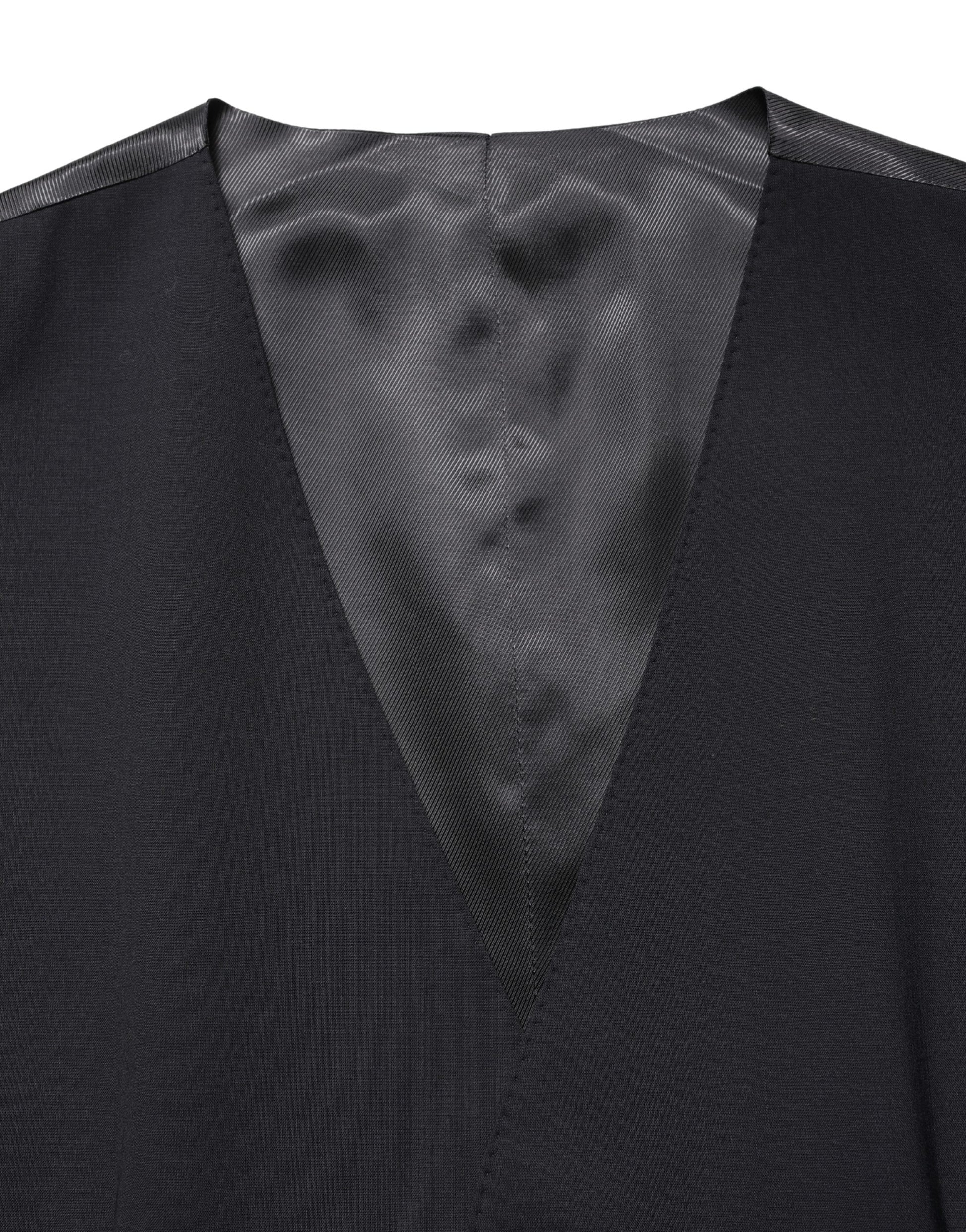 Dolce & Gabbana Black Wool Single Breasted Waistcoat Vest