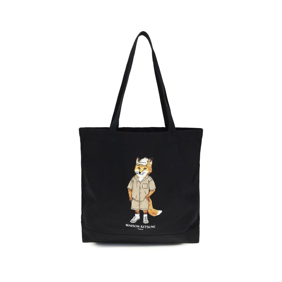 Maison Kitsuné Black Cotton Shoulder Bag
