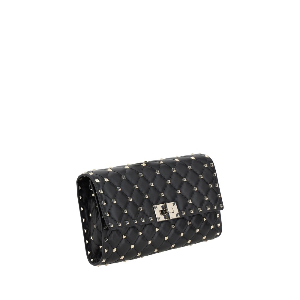 Valentino Garavani Black Calf Leather Bos Taurus Shoulder Bag