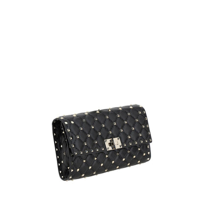 Valentino Garavani Black Calf Leather Bos Taurus Shoulder Bag