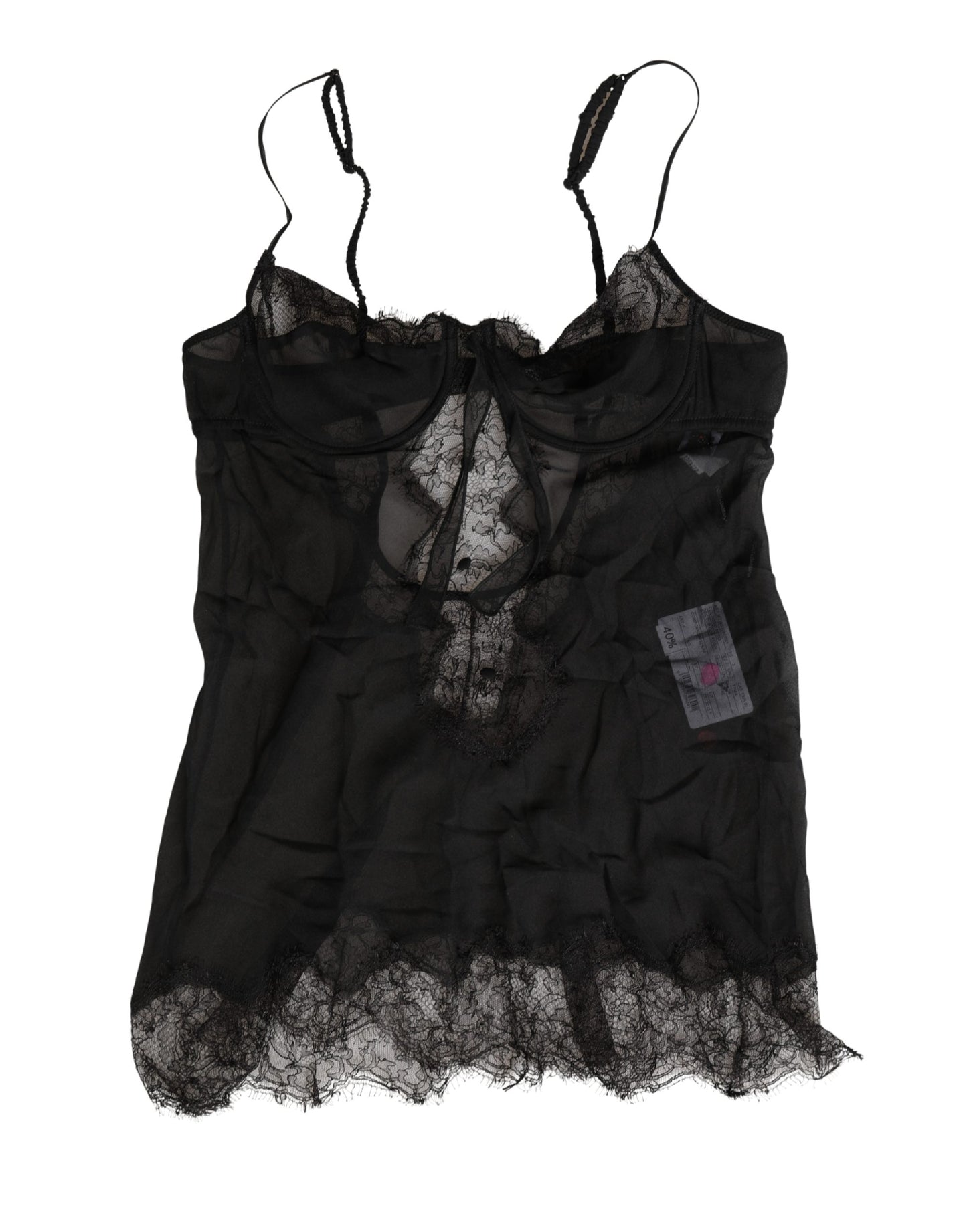 Dolce & Gabbana Black Silk Lace Lingerie Chemise Top Underwear