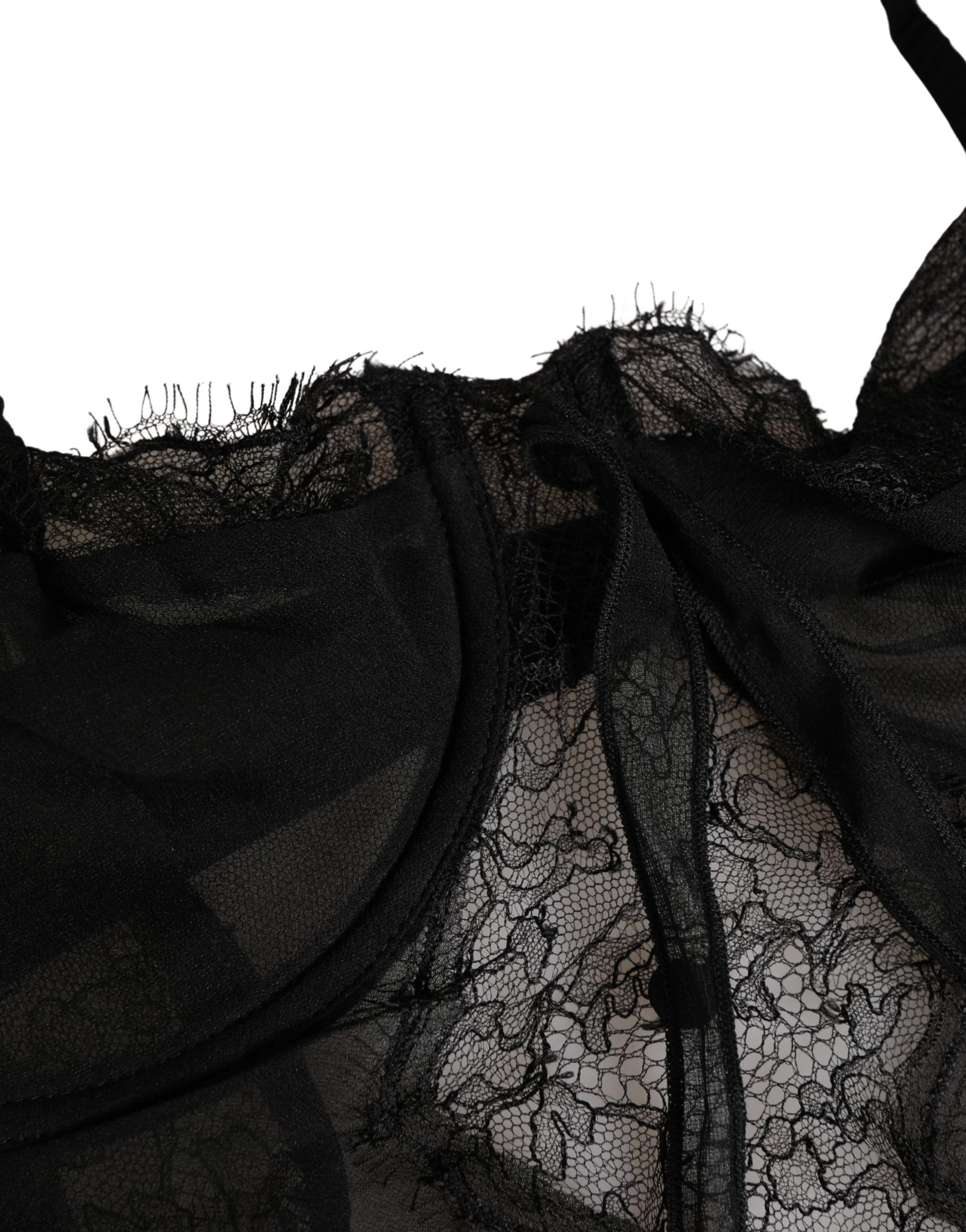 Dolce & Gabbana Black Silk Lace Lingerie Chemise Top Underwear
