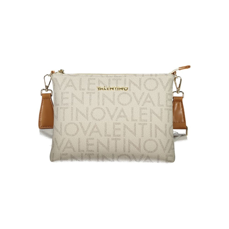 Mario Valentino Beige Polyurethane Women's Bag with Zip Closure and Strap