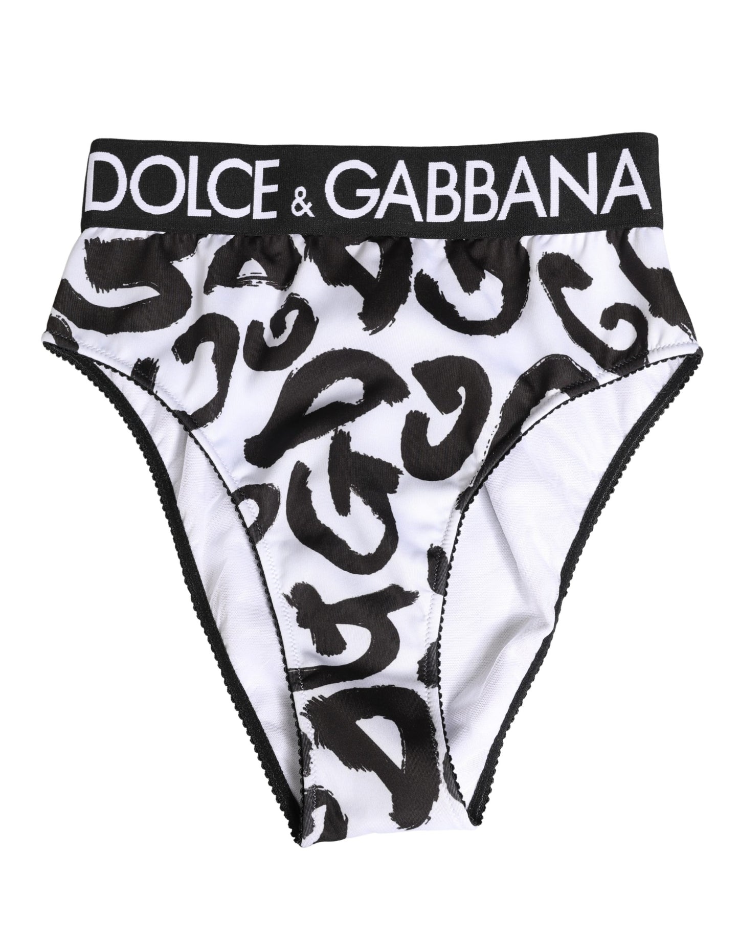 Dolce & Gabbana Black White Graphic Logo High Brief Underwear