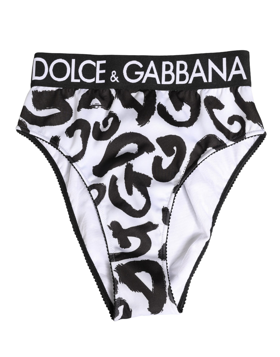 Dolce & Gabbana Black White Graphic Logo High Brief Underwear