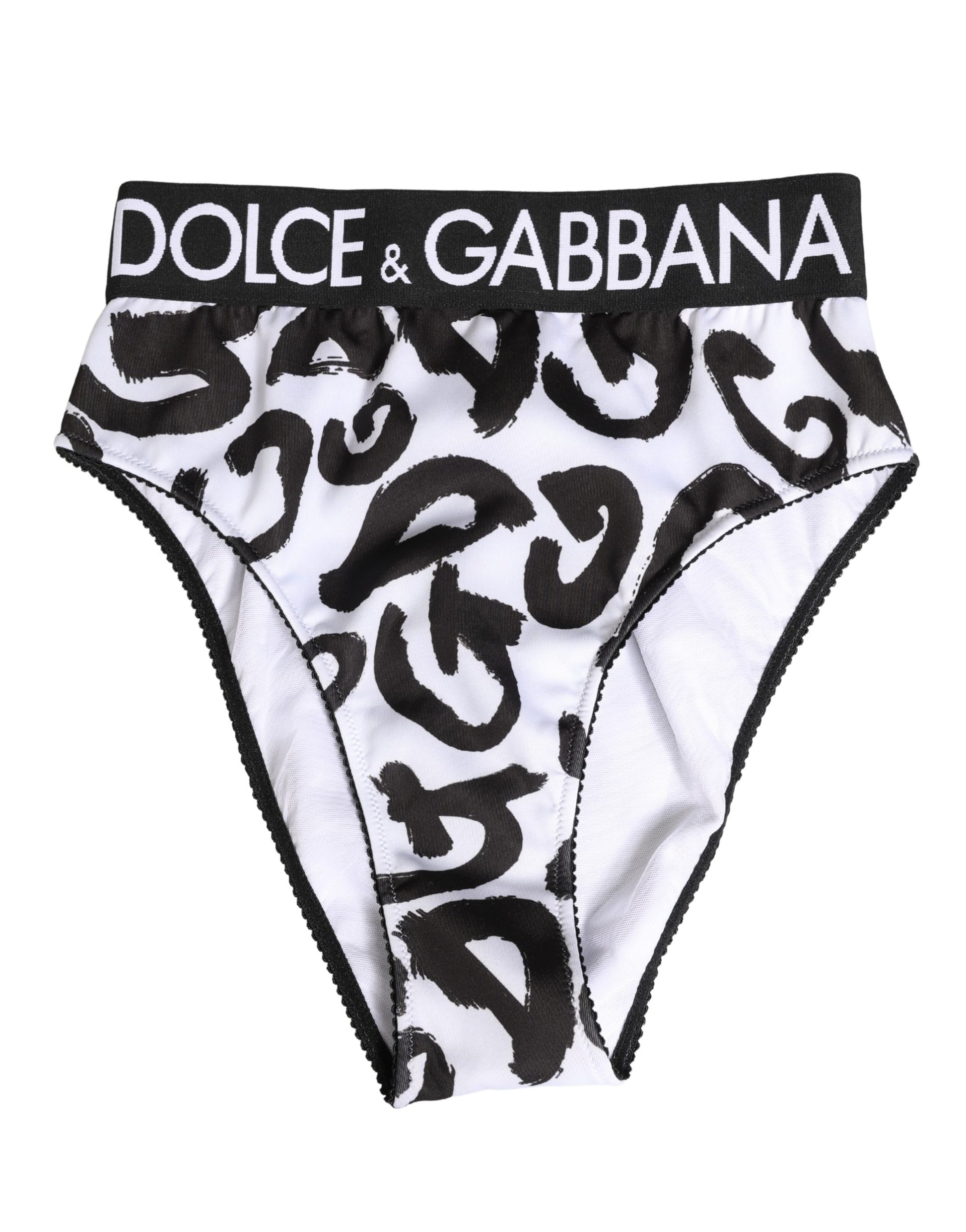 Dolce & Gabbana Black White Graphic Logo High Brief Underwear