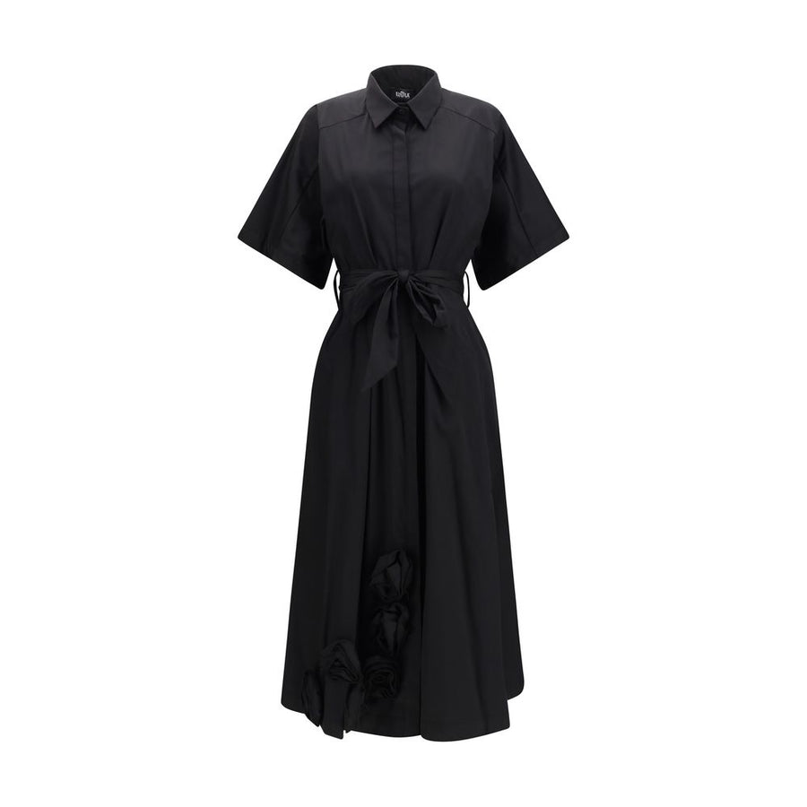 Ella Black Cotton Casual Dress